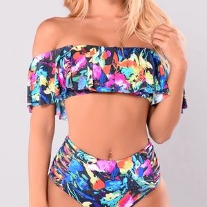 Multi colored two piece swimsuit